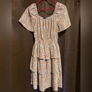 Floral Tiered Dress with Short Sleeves